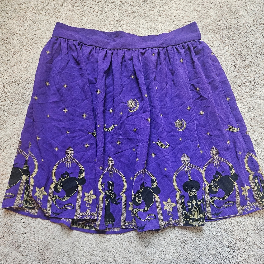 Disney Aladdin Jasmine Genie Purple Skirt Size M 2010s Chiffon Pleated Disneyana